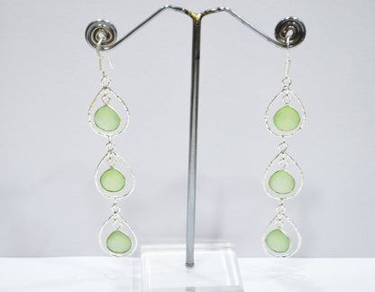 Prehnite Chalcedony Fancy Shape Earrings , Prehnite Chalcedony Heart Shape Gold Plated Brass Dangle Earrings , Women Earrings , 11 mm , RB-7443