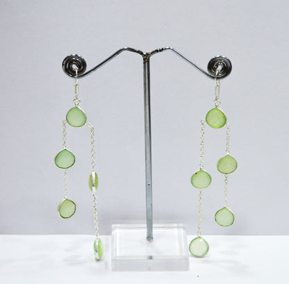 Prehnite Chalcedony Fancy Shape Earrings , Prehnite Chalcedony Heart Shape Gold Plated Brass Dangle Earrings , Women Earrings , 11 mm , RB-7446