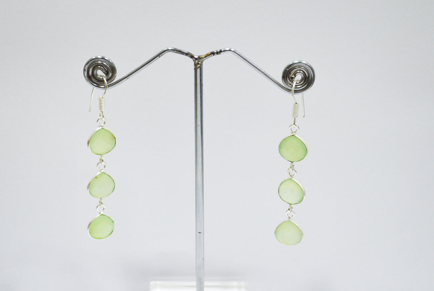 Prehnite Chalcedony Fancy Shape Earrings , Prehnite Chalcedony Heart Shape Gold Plated Brass Dangle Earrings , Women Earrings , 11 mm , RB-7452