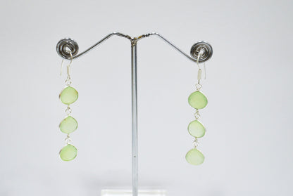 Prehnite Chalcedony Fancy Shape Earrings , Prehnite Chalcedony Heart Shape Gold Plated Brass Dangle Earrings , Women Earrings , 11 mm , RB-7452