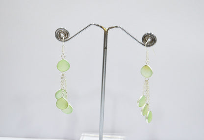 Prehnite Chalcedony Fancy Shape Earrings , Prehnite Chalcedony Heart Shape Gold Plated Brass Dangle Earrings , Women Earrings , 11 mm , RB-7454