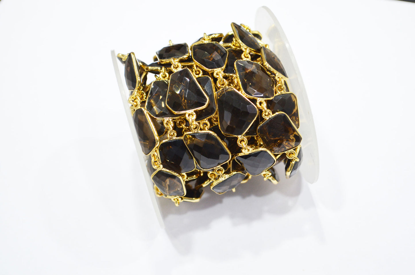 Smoky Faceted Fancy Shape Connector Chain , 15 - 19 mm , RB-7462