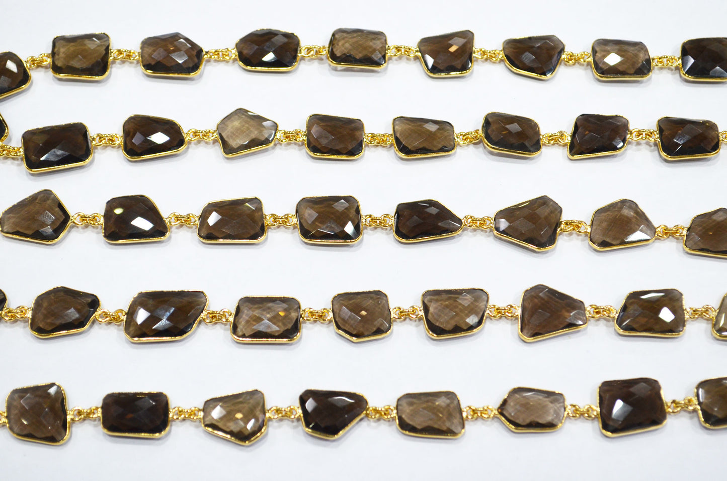 Smoky Faceted Fancy Shape Connector Chain , 15 - 19 mm , RB-7462