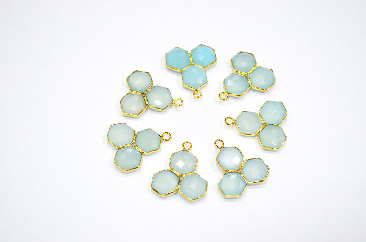 Aqua Chalcedony Faceted Fancy Shape Connector , Sold By Piece , 22 mm , RB-7466