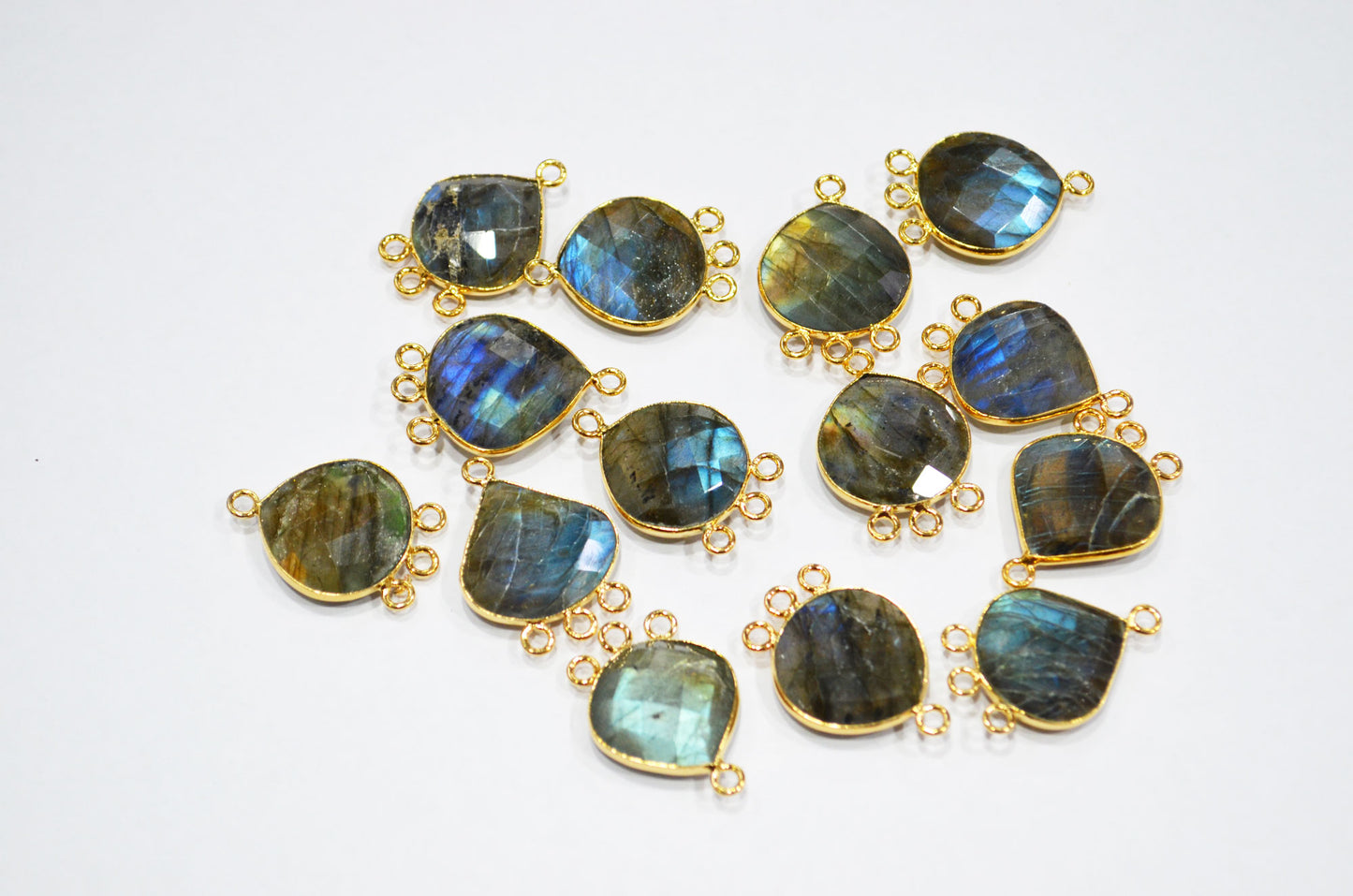 Labradorite Faceted Heart Shape Connector , Sold By Piece , 20 - 22 mm , RB-7468