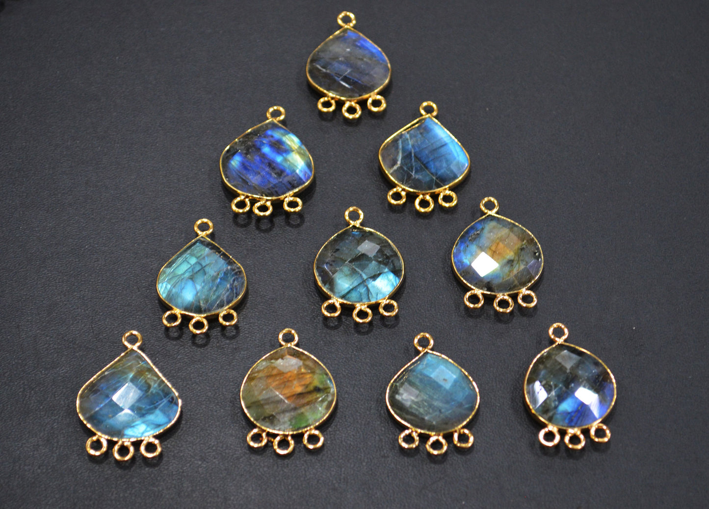 Labradorite Faceted Heart Shape Connector , Sold By Piece , 20 - 22 mm , RB-7468