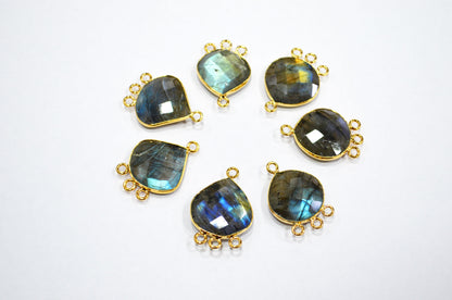 Labradorite Faceted Heart Shape Connector , Sold By Piece , 20 - 22 mm , RB-7468
