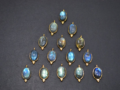 Labradorite Smooth Oval Shape Connector , Sold By Piece , 10x13 mm , RB-7469