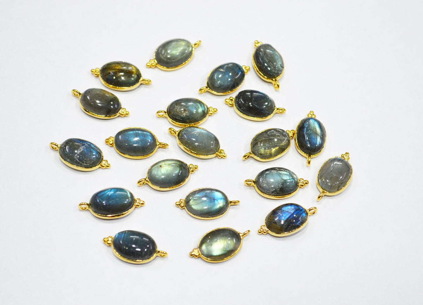 Labradorite Smooth Oval Shape Connector , Sold By Piece , 10x13 mm , RB-7469
