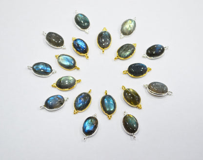 Labradorite Smooth Oval Shape Connector , Sold By Piece , 10x13 mm , RB-7469
