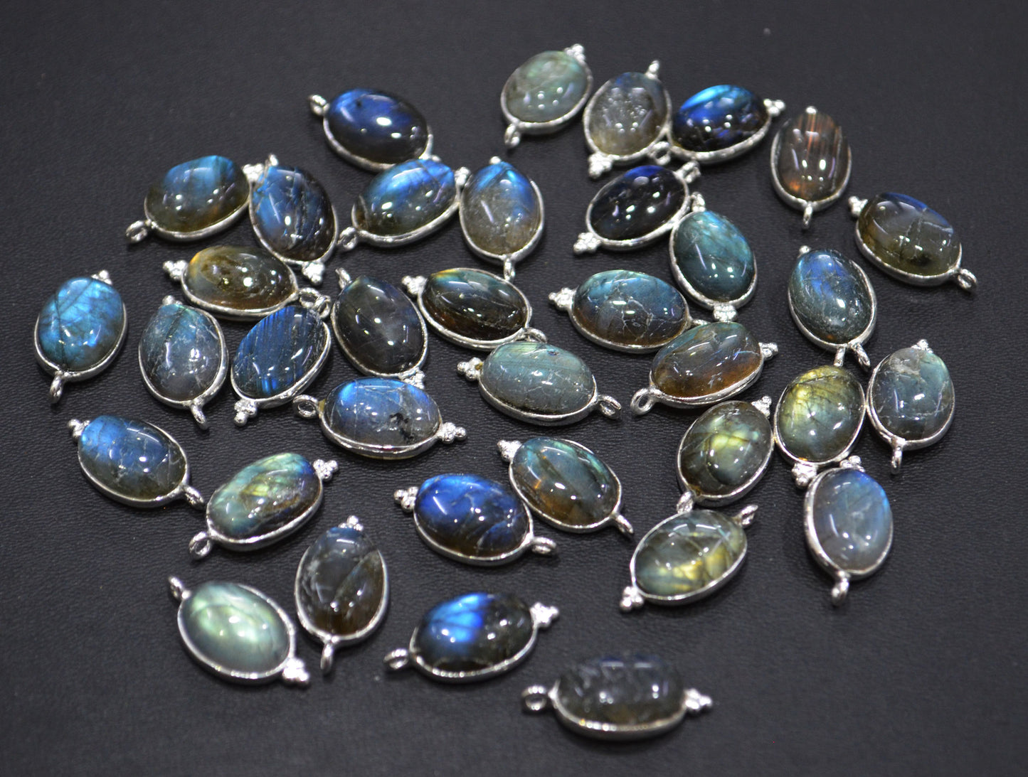 Labradorite Smooth Oval Shape Connector , Sold By Piece , 10x13 mm , RB-7469