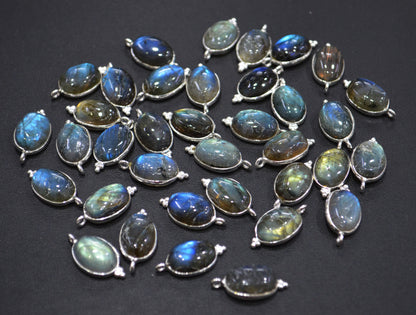Labradorite Smooth Oval Shape Connector , Sold By Piece , 10x13 mm , RB-7469