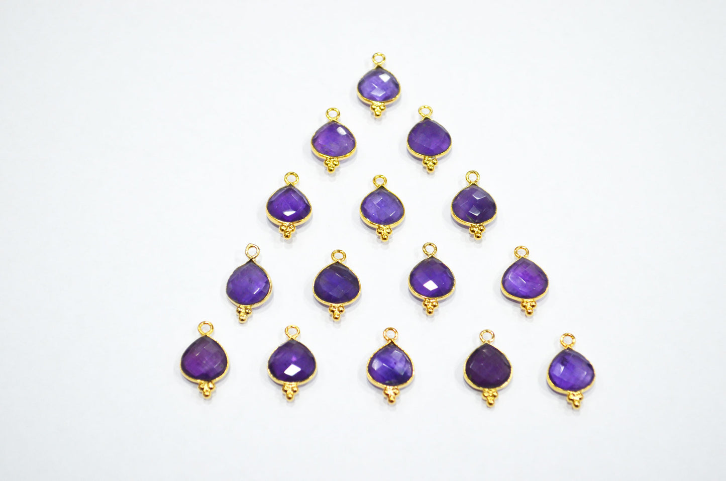 Amethyst Faceted Heart Shape Connector , Sold By Piece , 11 mm , RB-7471