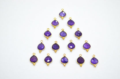 Amethyst Faceted Heart Shape Connector , Sold By Piece , 11 mm , RB-7471