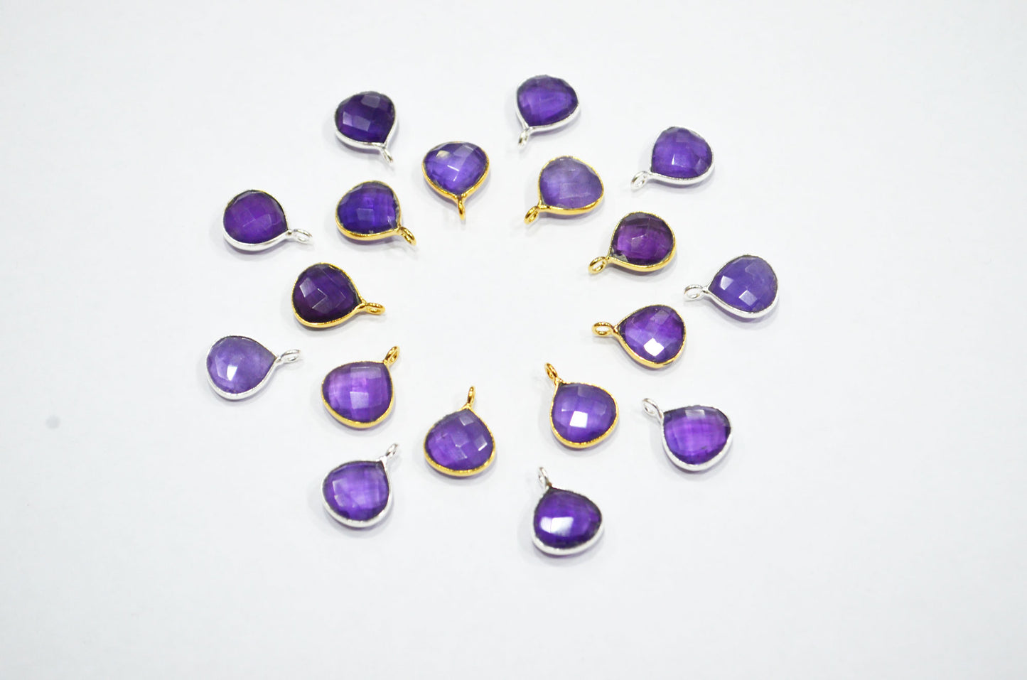 Amethyst Faceted Heart Shape Connector , Sold By Piece , 11 mm , RB-7472
