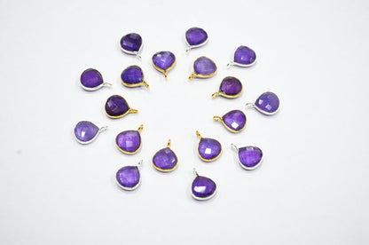 Amethyst Faceted Heart Shape Connector , Sold By Piece , 11 mm , RB-7472