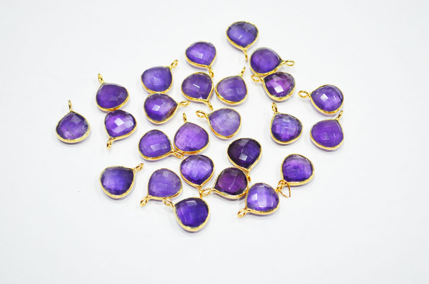 Amethyst Faceted Heart Shape Connector , Sold By Piece , 11 mm , RB-7472