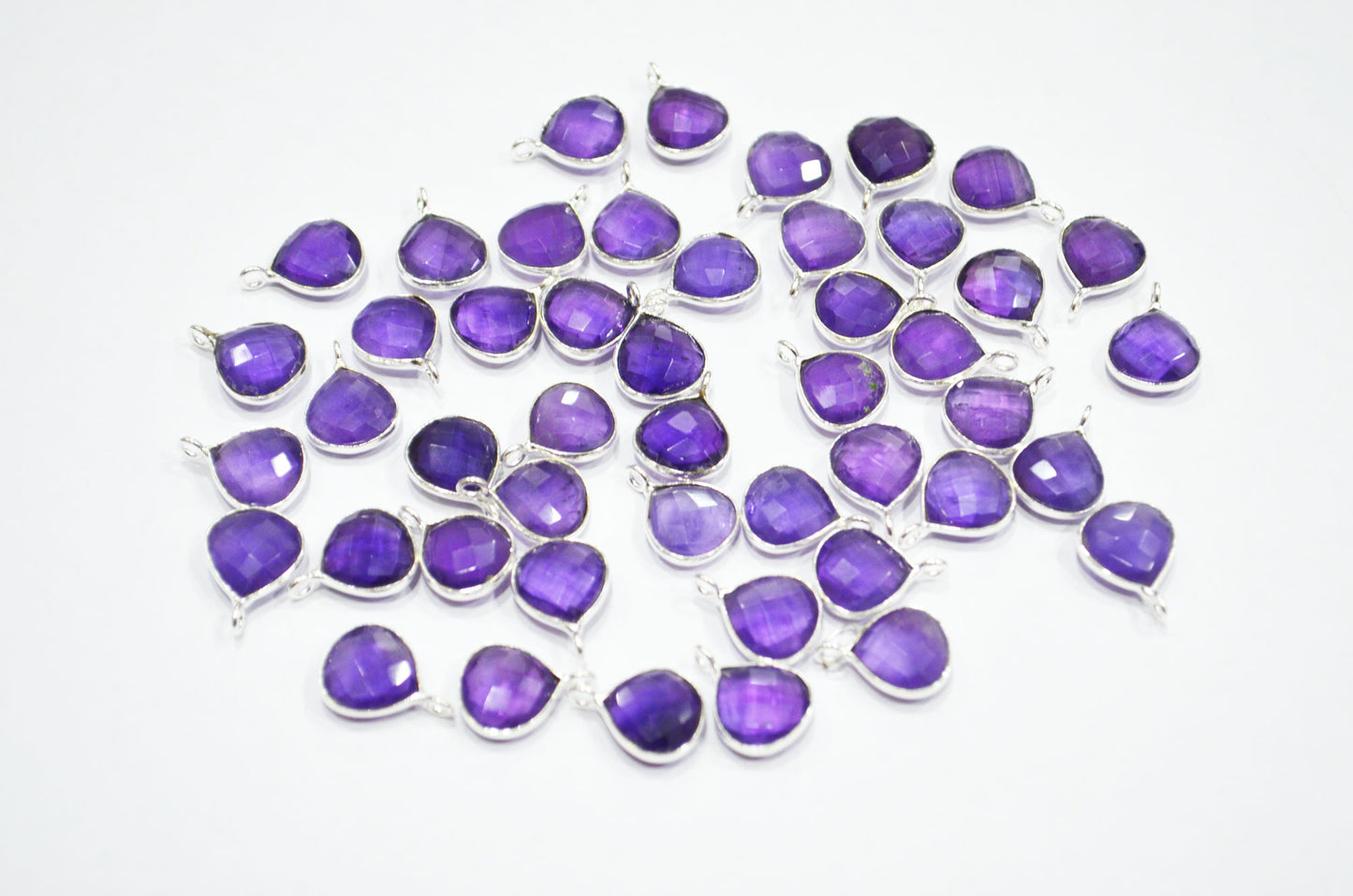 Amethyst Faceted Heart Shape Connector , Sold By Piece , 11 mm , RB-7472