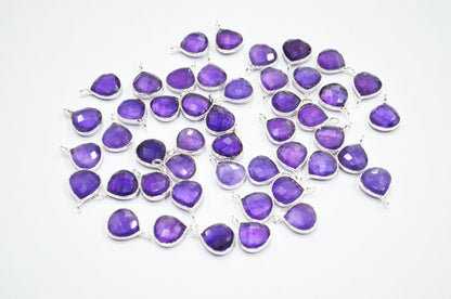 Amethyst Faceted Heart Shape Connector , Sold By Piece , 11 mm , RB-7472