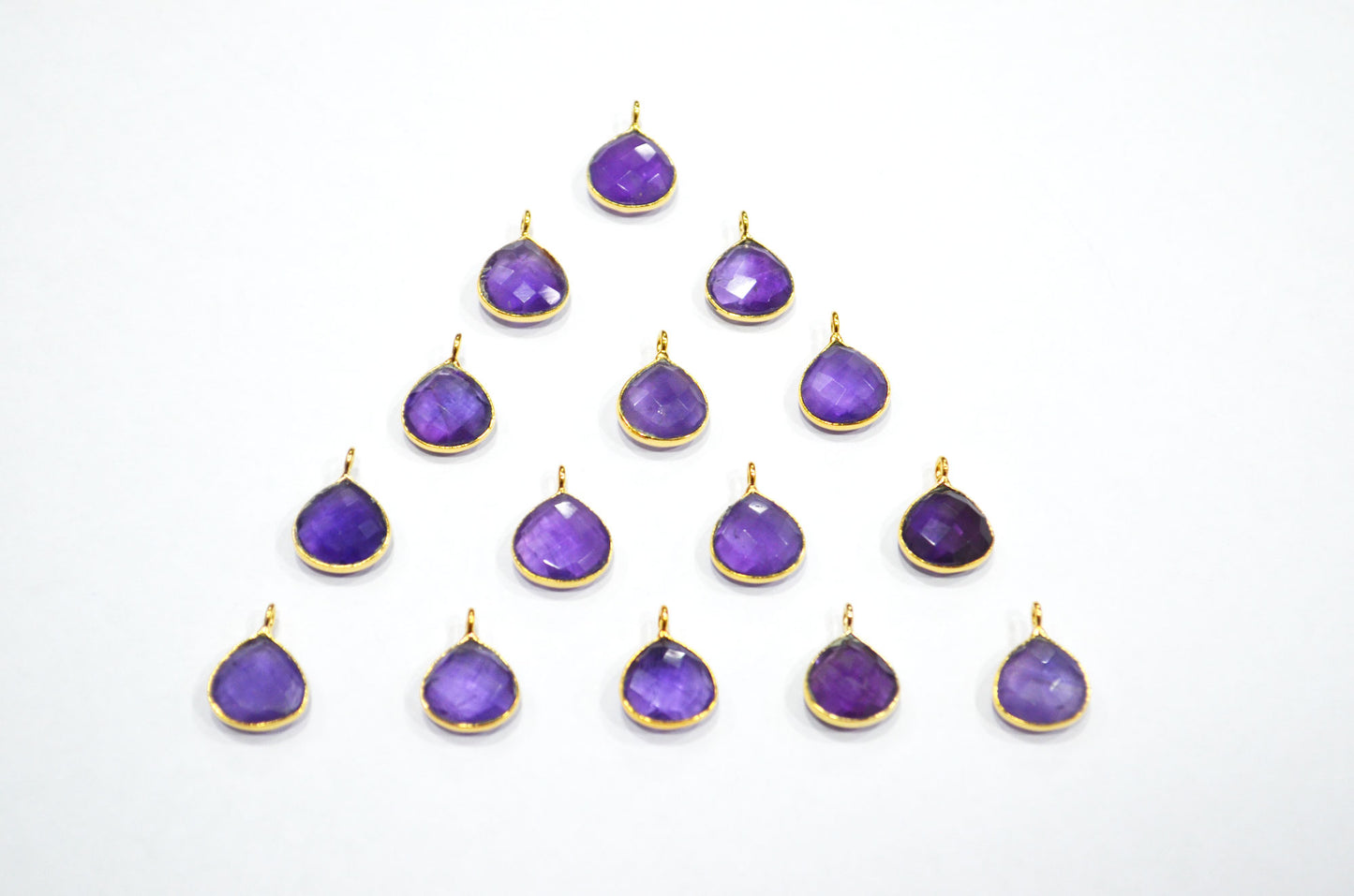 Amethyst Faceted Heart Shape Connector , Sold By Piece , 11 mm , RB-7472