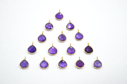 Amethyst Faceted Heart Shape Connector , Sold By Piece , 11 mm , RB-7472