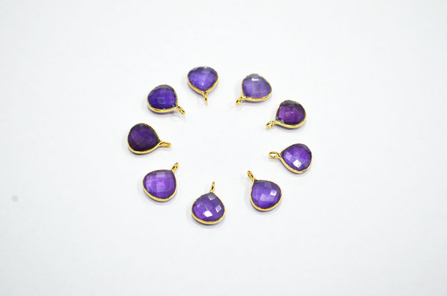 Amethyst Faceted Heart Shape Connector , Sold By Piece , 11 mm , RB-7472