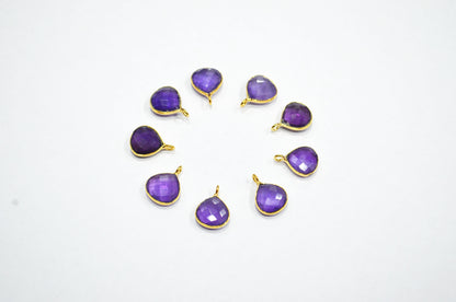 Amethyst Faceted Heart Shape Connector , Sold By Piece , 11 mm , RB-7472