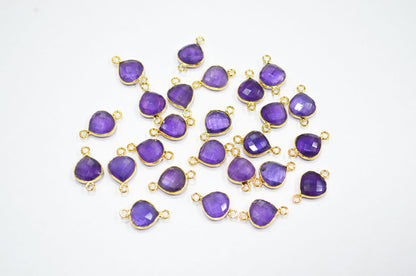 Amethyst Faceted Heart Shape Connector , Sold By Piece , 11 mm , RB-7473
