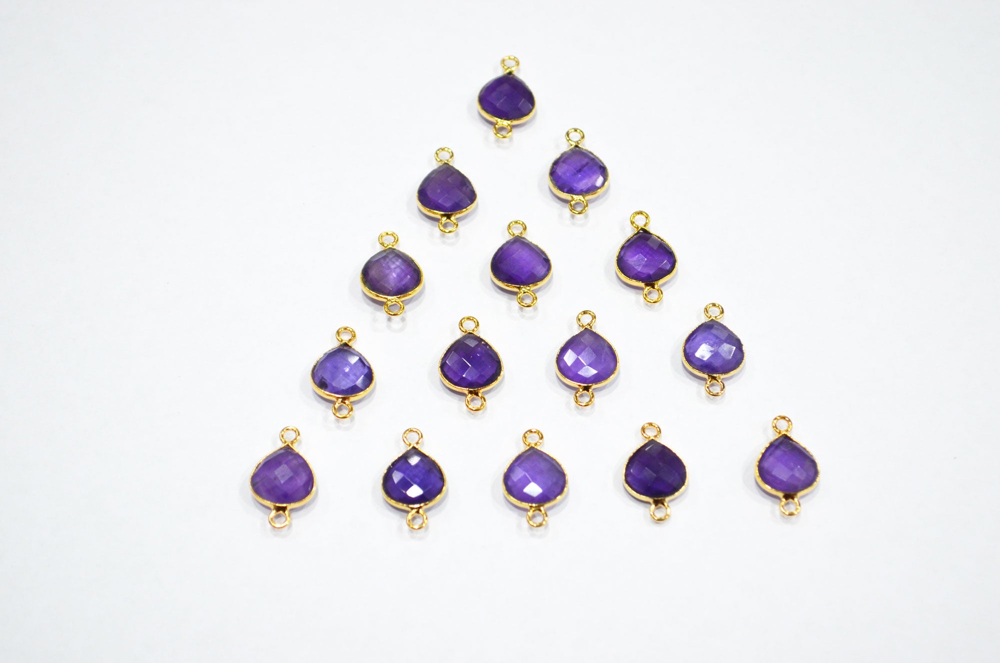 Amethyst Faceted Heart Shape Connector , Sold By Piece , 11 mm , RB-7473