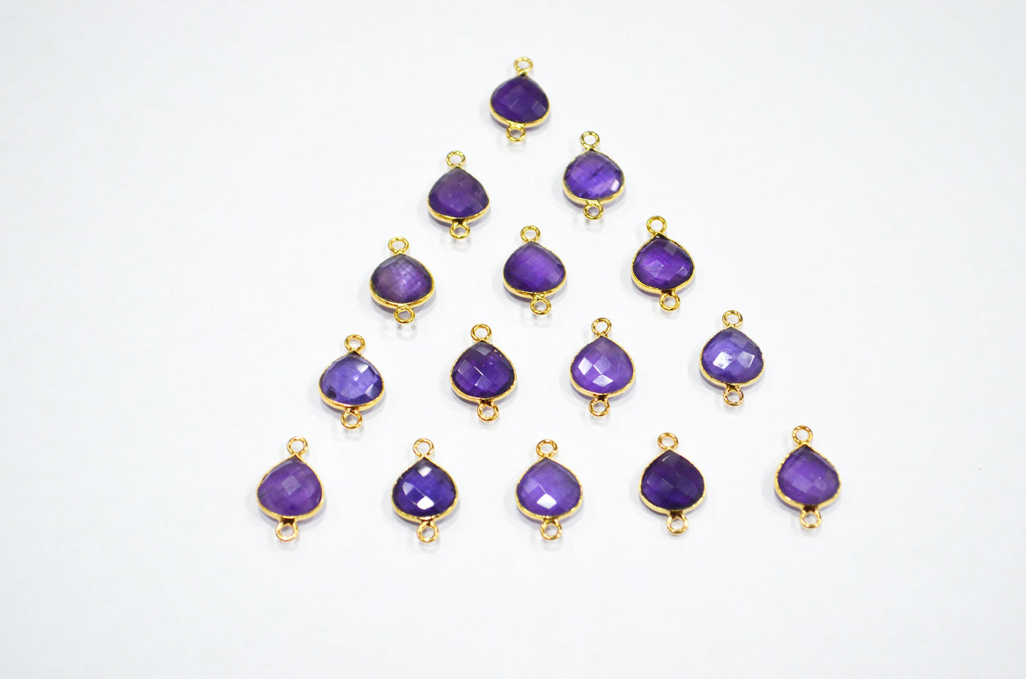 Amethyst Faceted Heart Shape Connector , Sold By Piece , 11 mm , RB-7473