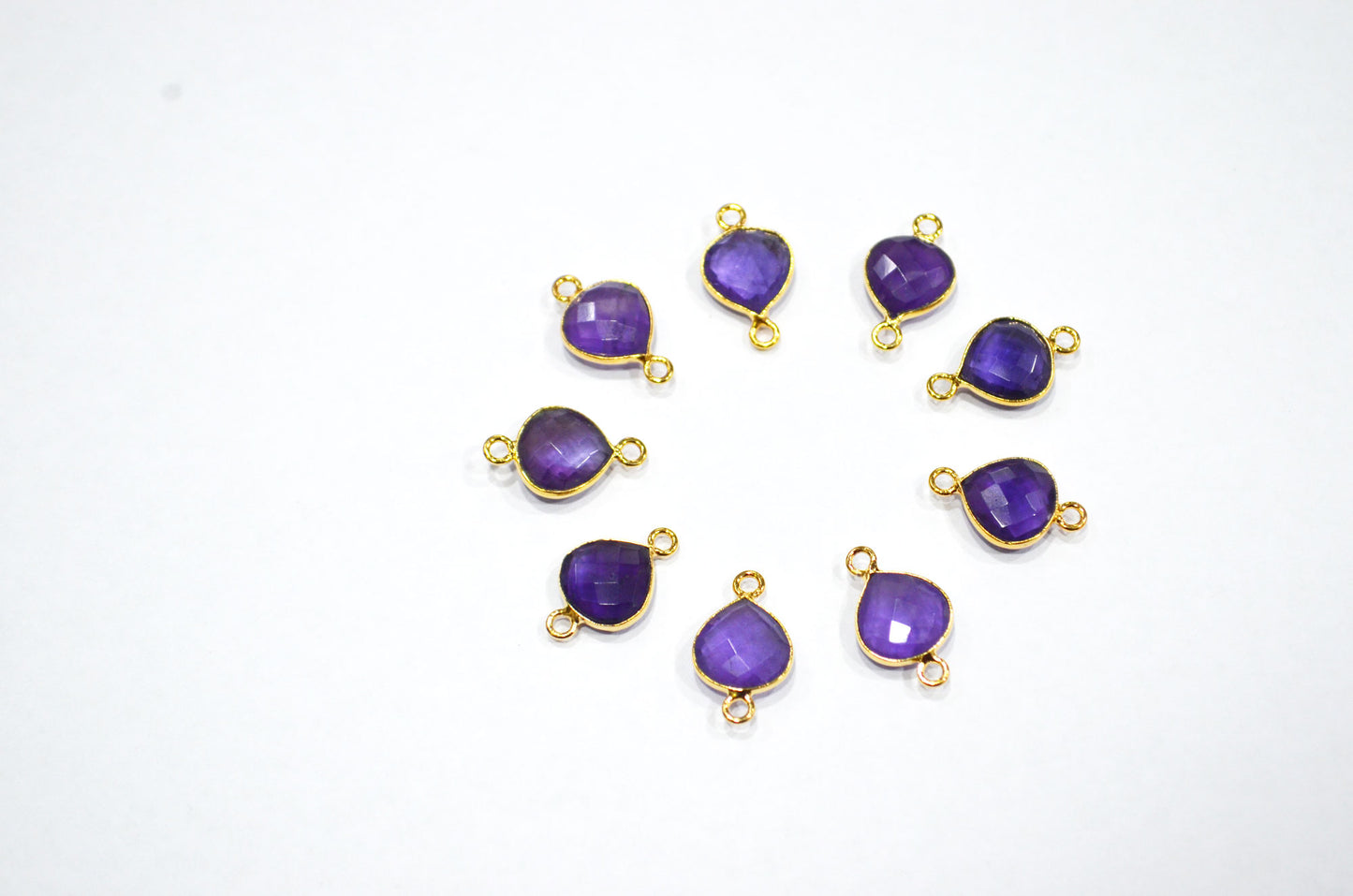 Amethyst Faceted Heart Shape Connector , Sold By Piece , 11 mm , RB-7473