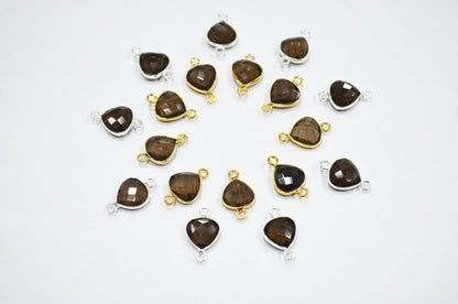 Smoky Faceted Heart Shape Connector , Sold By Piece , 11 mm , RB-7474