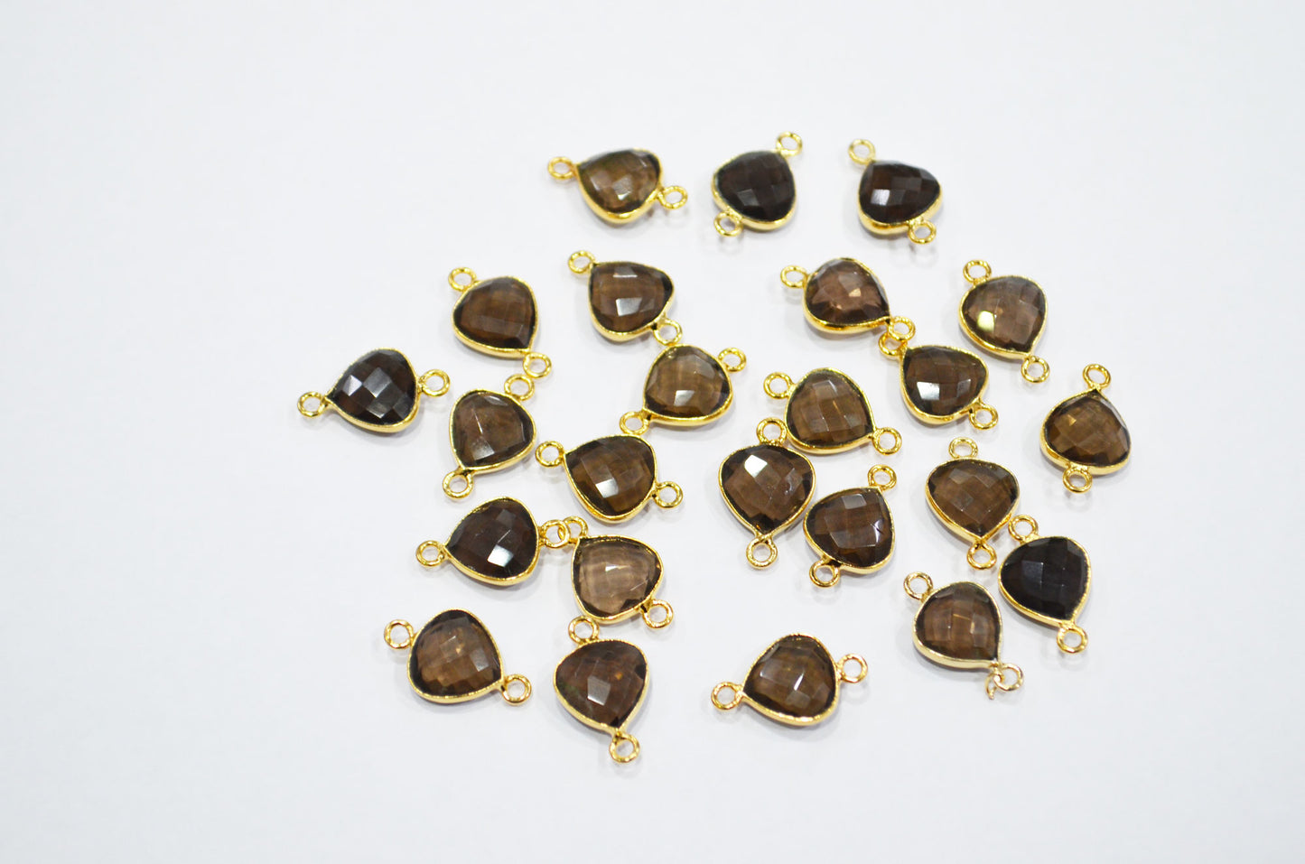 Smoky Faceted Heart Shape Connector , Sold By Piece , 11 mm , RB-7474