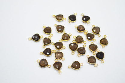 Smoky Faceted Heart Shape Connector , Sold By Piece , 11 mm , RB-7474
