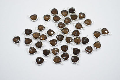 Smoky Faceted Heart Shape Connector , Sold By Piece , 11 mm , RB-7474