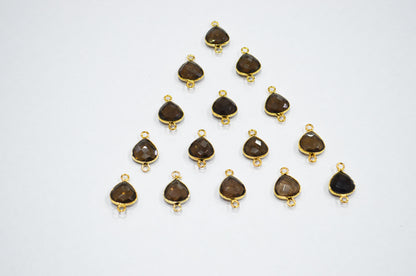 Smoky Faceted Heart Shape Connector , Sold By Piece , 11 mm , RB-7474