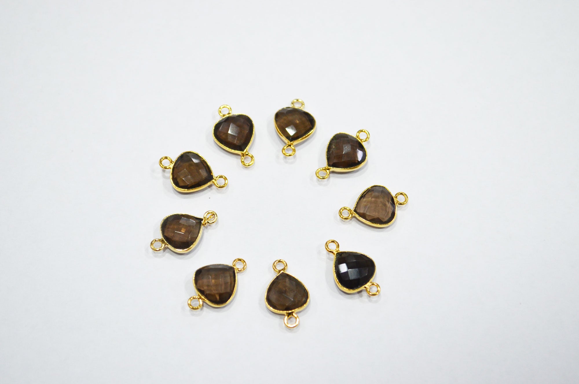 Smoky Faceted Heart Shape Connector , Sold By Piece , 11 mm , RB-7474