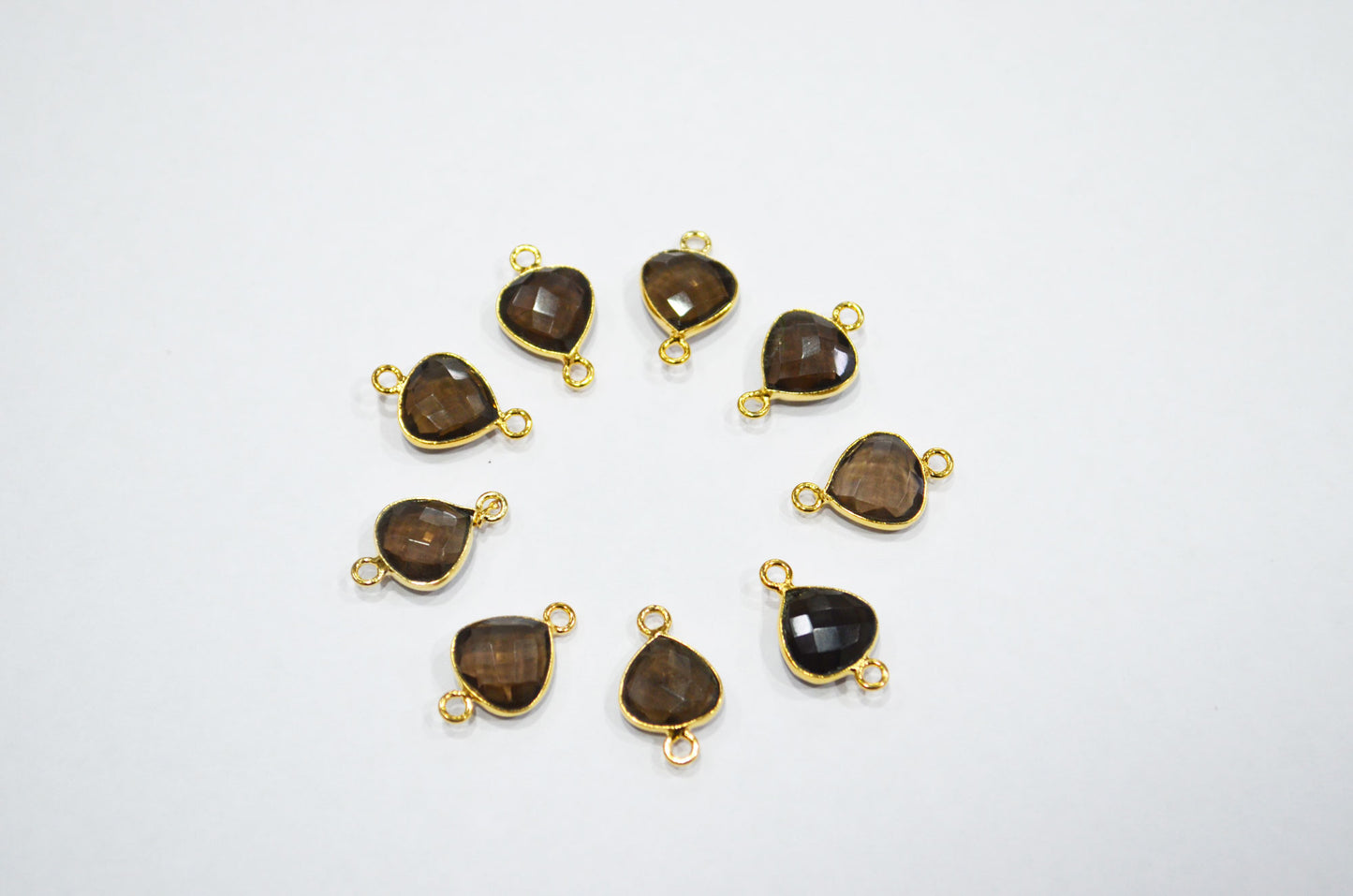 Smoky Faceted Heart Shape Connector , Sold By Piece , 11 mm , RB-7474