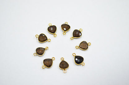 Smoky Faceted Heart Shape Connector , Sold By Piece , 11 mm , RB-7474