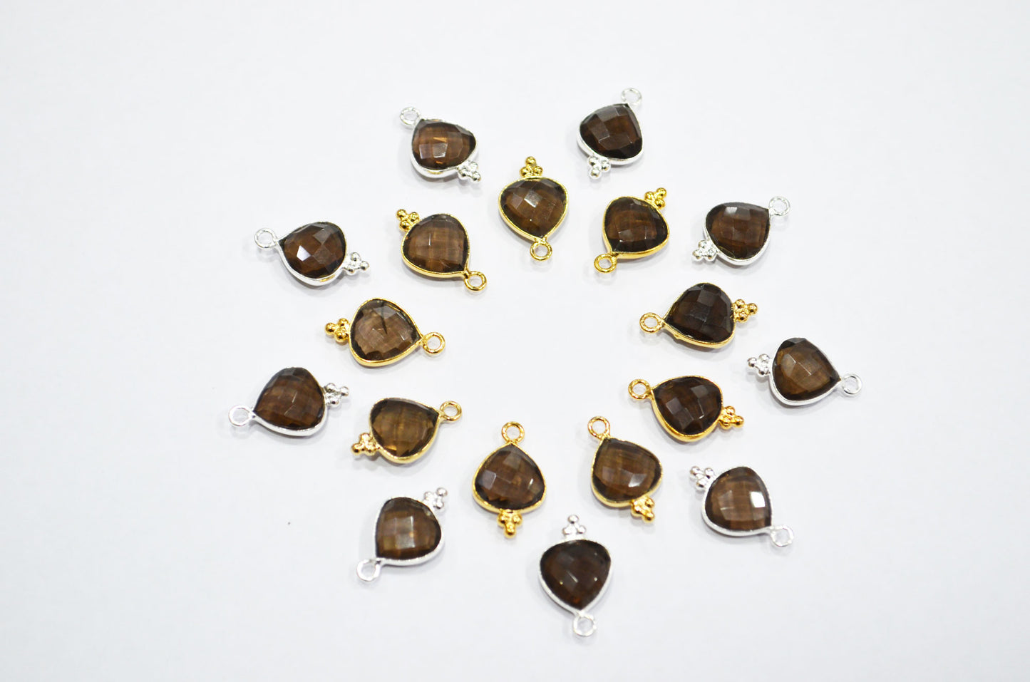 Smoky Faceted Heart Shape Connector , Sold By Piece , 11 mm , RB-7475