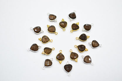 Smoky Faceted Heart Shape Connector , Sold By Piece , 11 mm , RB-7475