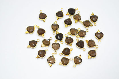Smoky Faceted Heart Shape Connector , Sold By Piece , 11 mm , RB-7475