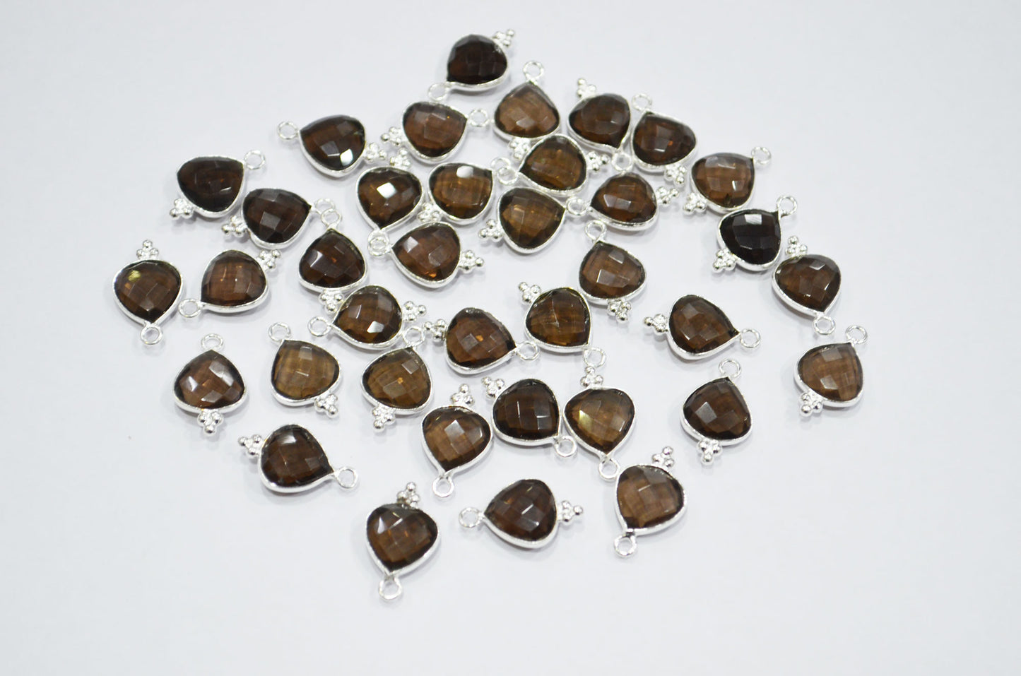 Smoky Faceted Heart Shape Connector , Sold By Piece , 11 mm , RB-7475
