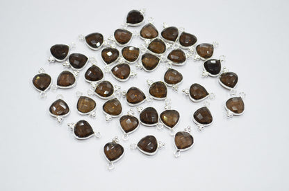 Smoky Faceted Heart Shape Connector , Sold By Piece , 11 mm , RB-7475