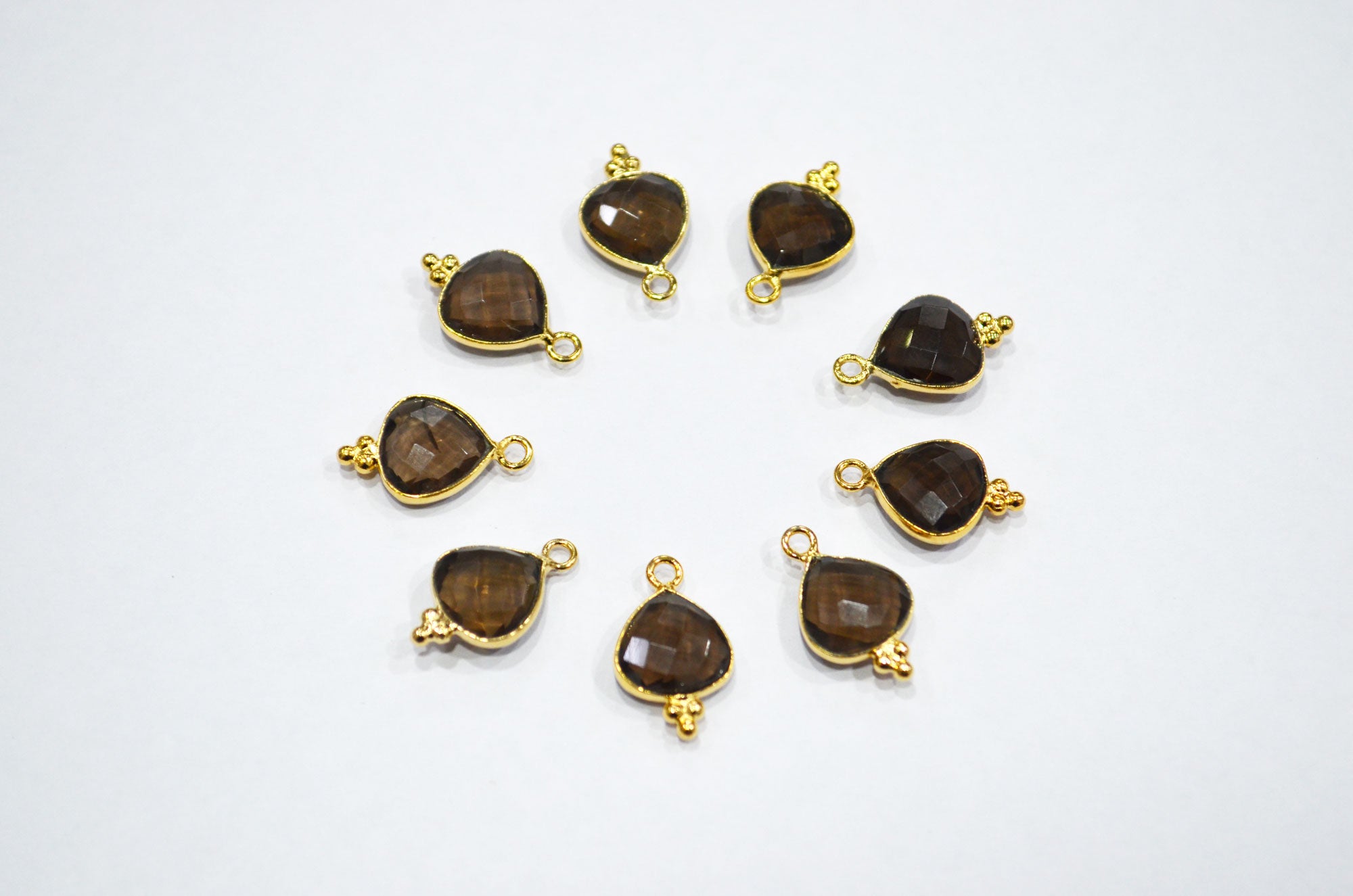 Smoky Faceted Heart Shape Connector , Sold By Piece , 11 mm , RB-7475