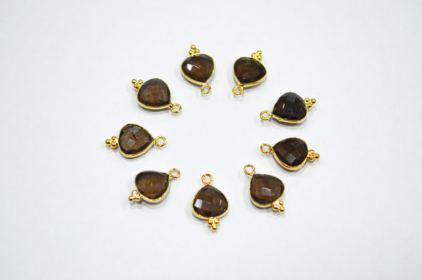 Smoky Faceted Heart Shape Connector , Sold By Piece , 11 mm , RB-7475