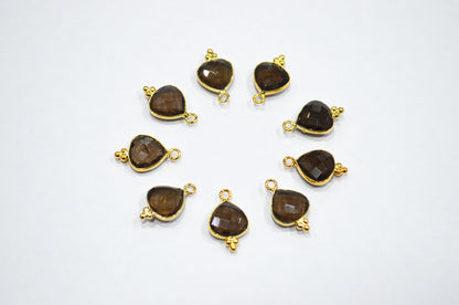 Smoky Faceted Heart Shape Connector , Sold By Piece , 11 mm , RB-7475