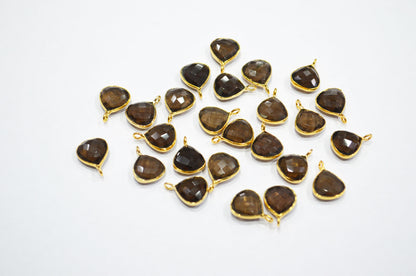 Smoky Faceted Heart Shape Connector , Sold By Piece , 11 mm , RB-7476