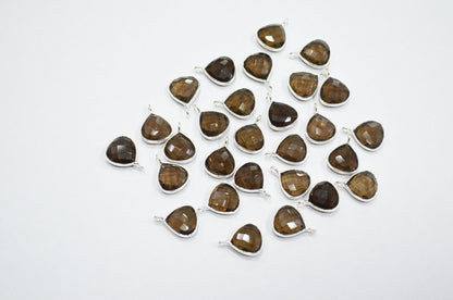 Smoky Faceted Heart Shape Connector , Sold By Piece , 11 mm , RB-7476