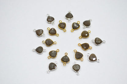 Gray Moonstone Faceted Heart Shape Connector , Sold By Piece , 11 mm , RB-7477
